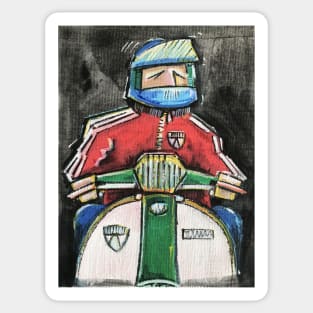 Retro Scooter, Classic Scooter, Scooterist, Scootering, Scooter Rider, Mod Art Sticker